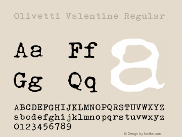 Olivetti Valentine Regular Version 1.000 2015 initial release图片样张