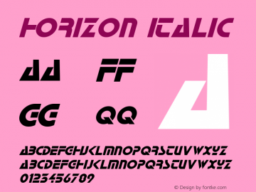 Horizon Italic Version 1.00 January 30, 2016, initial release Font Sample