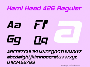 Hemi Head 426 Regular Version 3.100 2004 Font Sample