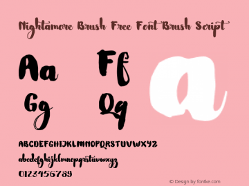 Nightamore Brush Free Font Brush Script Version 1.000;PS 001.001;hotconv 1.0.56图片样张