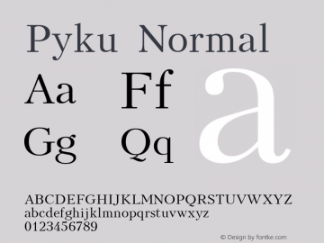 Pyku Normal Remade from Kudriashow by Alexandr Pyramidin Font Sample