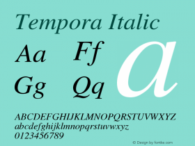 Tempora Italic Version 1.0 Font Sample