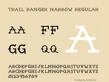 Trail Ranger Narrow Regular Version 1.000;PS 001.000;hotconv 1.0.88;makeotf.lib2.5.64775图片样张