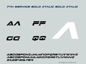 7th Service Bold Italic Bold Italic Version 2.0; 2016图片样张