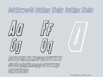 Battleworld Outline Italic Outline Italic Version 1.0; 2016 Font Sample