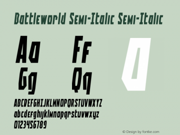 Battleworld Semi-Italic Semi-Italic Version 1.0; 2016图片样张