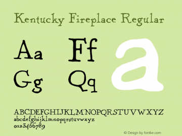 Kentucky Fireplace Regular Version 1.0 free for private use www.cumberlandgames.com Font Sample