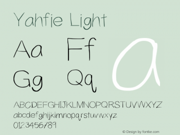 Yahfie Light Version 001.000 Font Sample