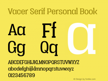 Vacer Serif Personal Book Version 1.000 Font Sample