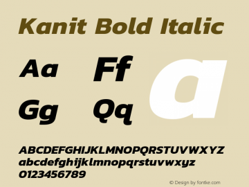 Kanit Bold Italic Version 1.001图片样张