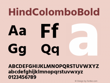 Hind Colombo Bold Version 1.000;PS 1.0;hotconv 1.0.86;makeotf.lib2.5.63406; ttfautohint (v1.4.1) Font Sample
