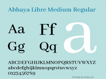 Abhaya Libre Medium Regular Version 1.030;PS 1.30;hotconv 1.0.81;makeotf.lib2.5.63406 Font Sample