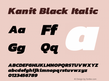 Kanit Black Italic Version 1.001 Font Sample