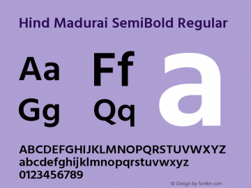 Hind Madurai SemiBold Regular Version 0.702;PS 1.0;hotconv 1.0.81;makeotf.lib2.5.63406图片样张