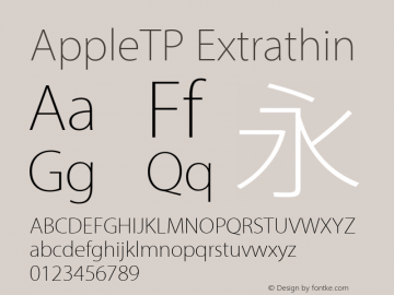 AppleTP Extrathin Version 10.0d39e13 Font Sample