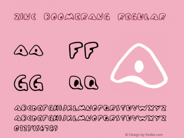 Zinc Boomerang Regular Frog: 3.9.99 1.0 Font Sample