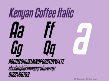 Kenyan Coffee Italic OTF 3.000;PS 001.001;Core 1.0.29图片样张