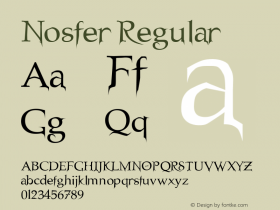 Nosfer Regular Altsys Fontographer 4.1 3/10/97图片样张