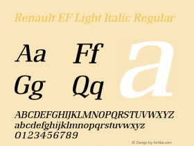 Renault EF Light Italic Regular Macromedia Fontographer 4.1 09.06.2001图片样张