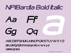 NPIBardia Bold Italic Version 2.012 Font Sample