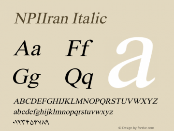 NPIIran Italic Version 2.012 Font Sample