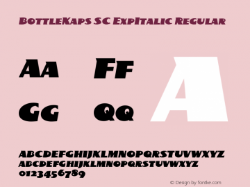 BottleKaps SC ExpItalic Regular Altsys Fontographer 4.1 10.3.1995 Font Sample