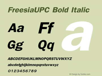 FreesiaUPC Bold Italic Version 2.1 - June 1991 Font Sample