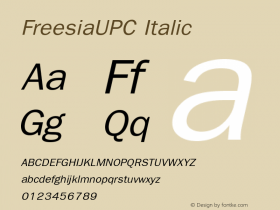 FreesiaUPC Italic Version 2.1 - June 1991 Font Sample
