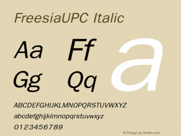 FreesiaUPC Italic Version 2.1 - June 1991 Font Sample
