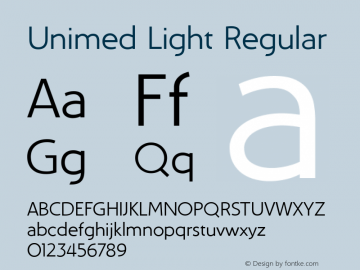 Unimed Light Regular Version 001.000 Font Sample