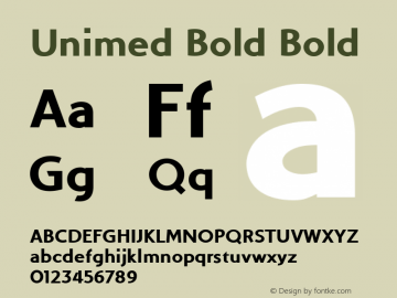 Unimed Bold Bold Version 001.000 Font Sample