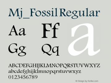 Mj_Fossil Regular Version 2.00 Font Sample