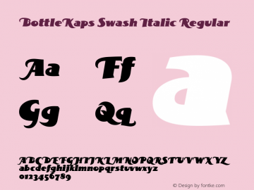 BottleKaps Swash Italic Regular Altsys Fontographer 4.1 10.3.1995 Font Sample