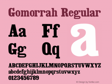 Gomorrah Regular Version 3.004 Font Sample