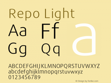 Repo Light Version 001.000 Font Sample