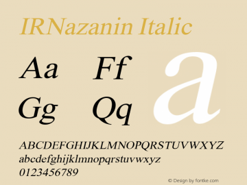 IRNazanin Italic Version 1.000 Font Sample