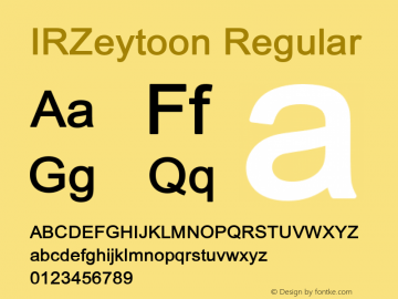 IRZeytoon Regular Version 1.001 Font Sample