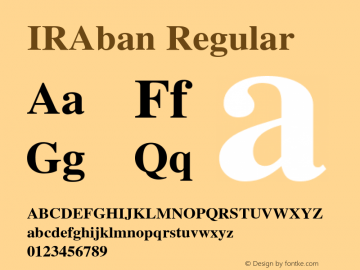 IRAban Regular Version 1.001 Font Sample