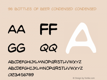 98 Bottles of Beer Condensed Condensed Version 1.0; 2014 Font Sample