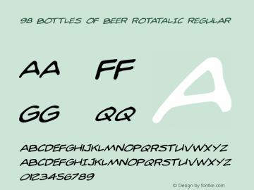 98 Bottles of Beer Rotatalic Regular Version 1.0; 2014 Font Sample