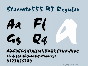 Staccato555 BT Regular Version 1.01 emb4-OT Font Sample