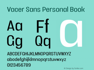 Vacer Sans Personal Book Version 1.000 Font Sample