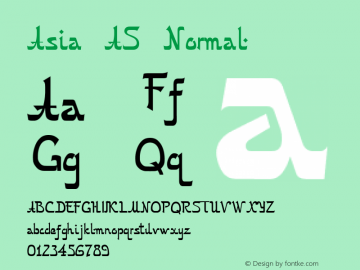 Asia AS Normal Macromedia Fontographer 4.1 6/6/98 Font Sample