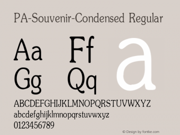 PA-Souvenir-Condensed Regular Version 2.0 - September 1993 Font Sample
