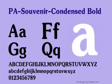 PA-Souvenir-Condensed Bold Version 2.0 - September 1993 Font Sample