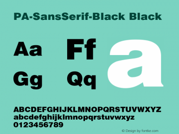 PA-SansSerif-Black Black Version 2.0 - September 1993 Font Sample