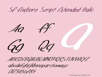 SF Foxboro Script Extended Italic Version ver 1.0; 2000. Freew Font Sample
