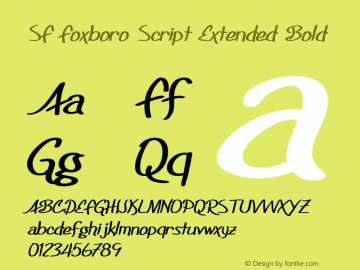SF Foxboro Script Extended Bold ver 1.0; 2000. Freeware for non-commercial use. Font Sample