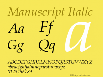 Manuscript Italic Font Version 2.6; Converter Version 1.10图片样张