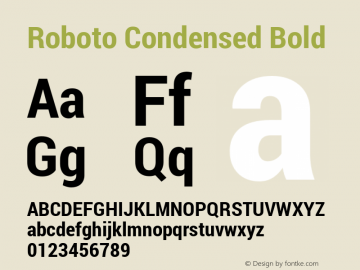 Roboto Condensed Bold Version 1.100141; 2013 Font Sample